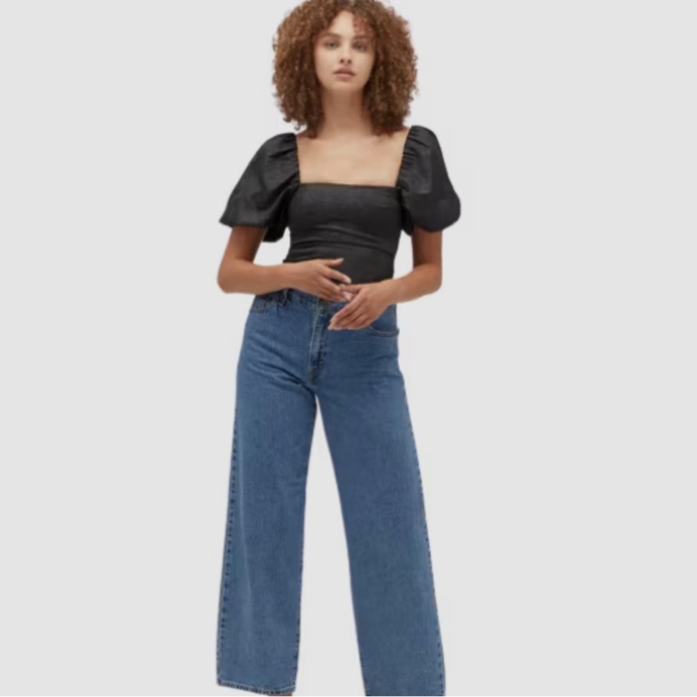 Hill House 	Matilda Top - Black Crushed Taffeta size M NWOT